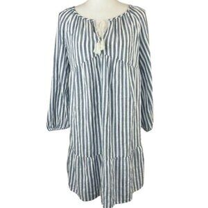 Old Navy Striped Peasant Tiered Dress Size S Blue White Empire Waist